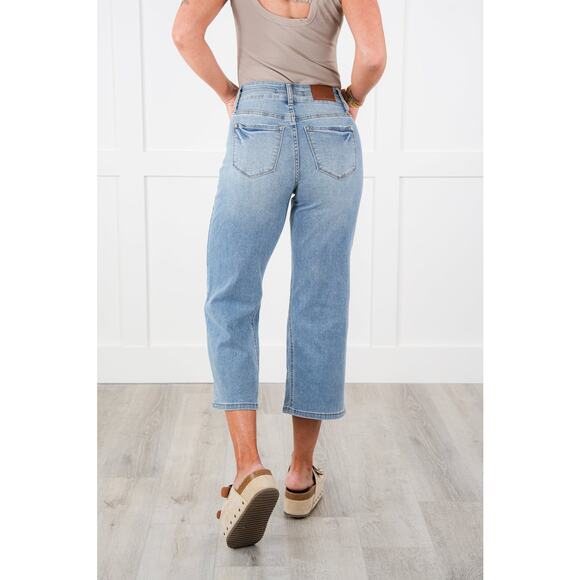 Judy Blue Double the Cool Cropped Wide Leg Jeans Womens Size 5/27 Stretch Denim - Picture 3 of 16